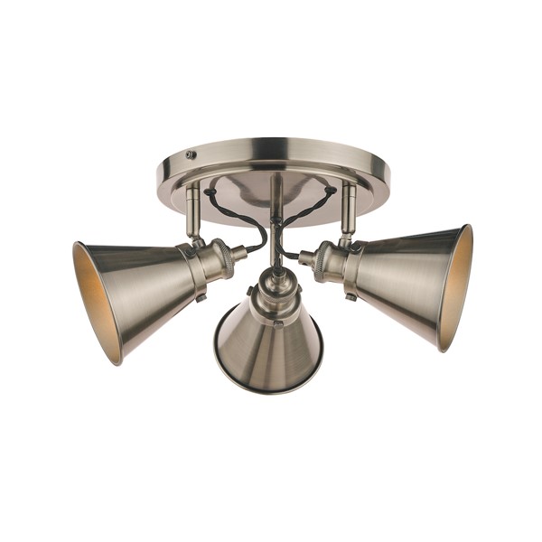 (image for) Laura Ashley Rufus 3 Light Plate Spotlight Industrial Nickel